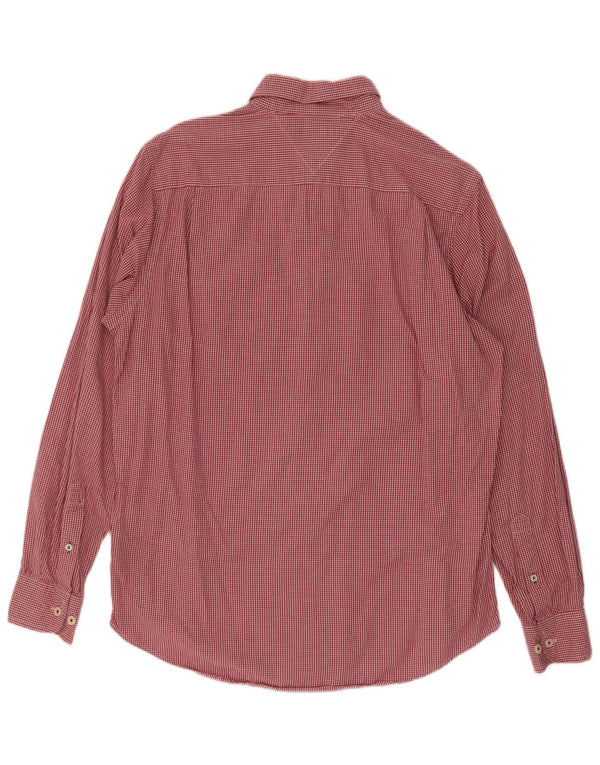 Tommy Hilfiger Camisa masculina clássica de ajuste pequeno algodão vermelho guingão