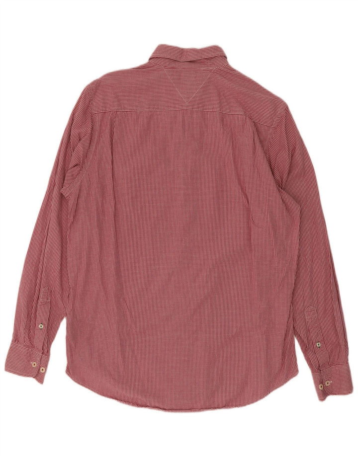 Tommy Hilfiger Camisa masculina clássica de ajuste pequeno algodão vermelho guingão