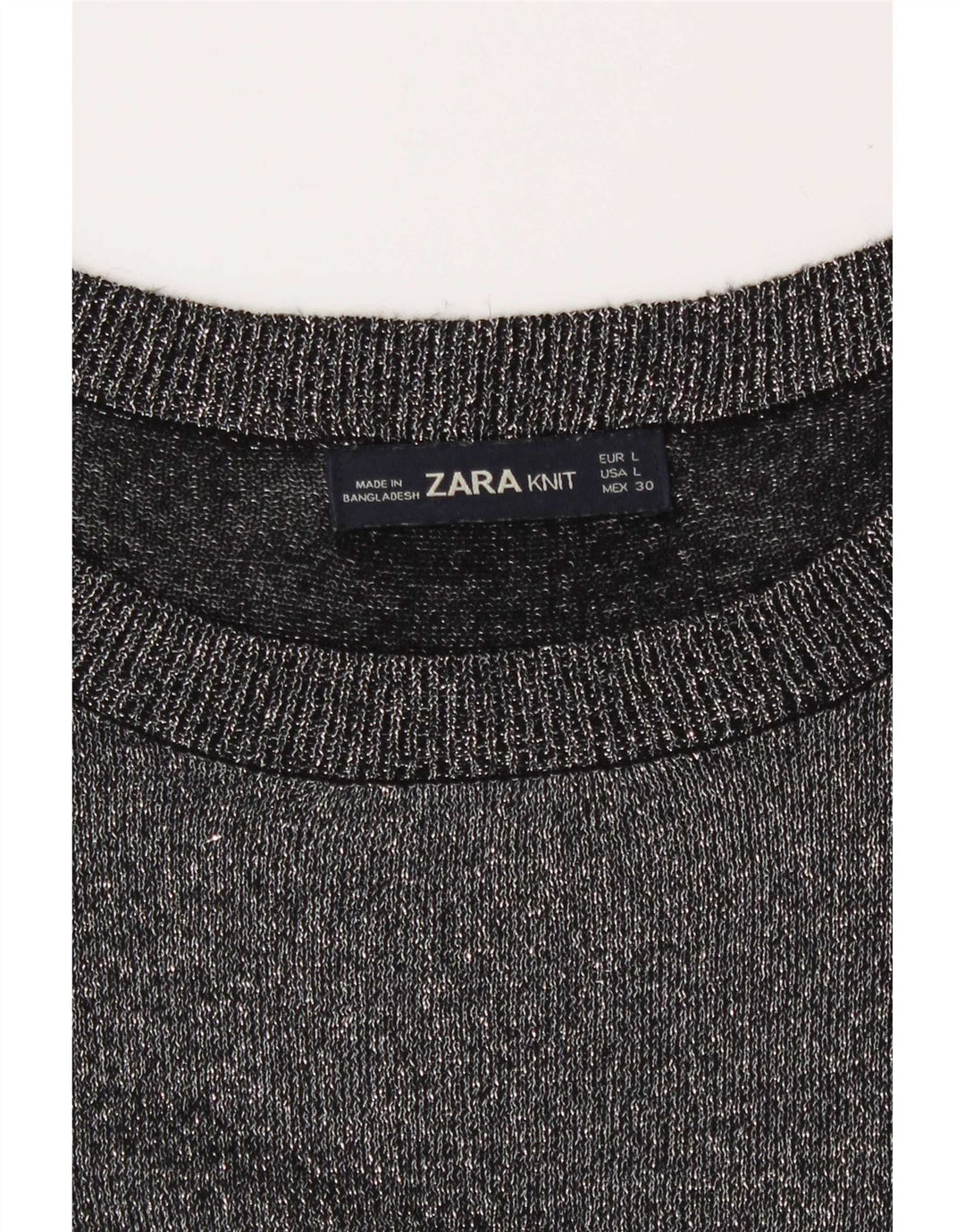 Top feminino Zara manga comprida UK 16 grande cinza