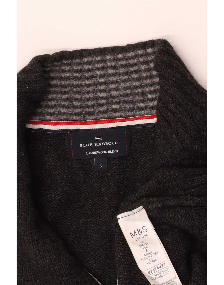 Suéter masculino Marks & Spencer Blue Harbor com zíper e gola pequena cinza