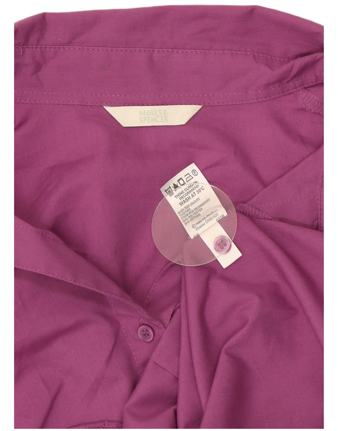 Camisa feminina de manga 3/4 da Marks & Spencer Reino Unido 18 XL roxo poliéster