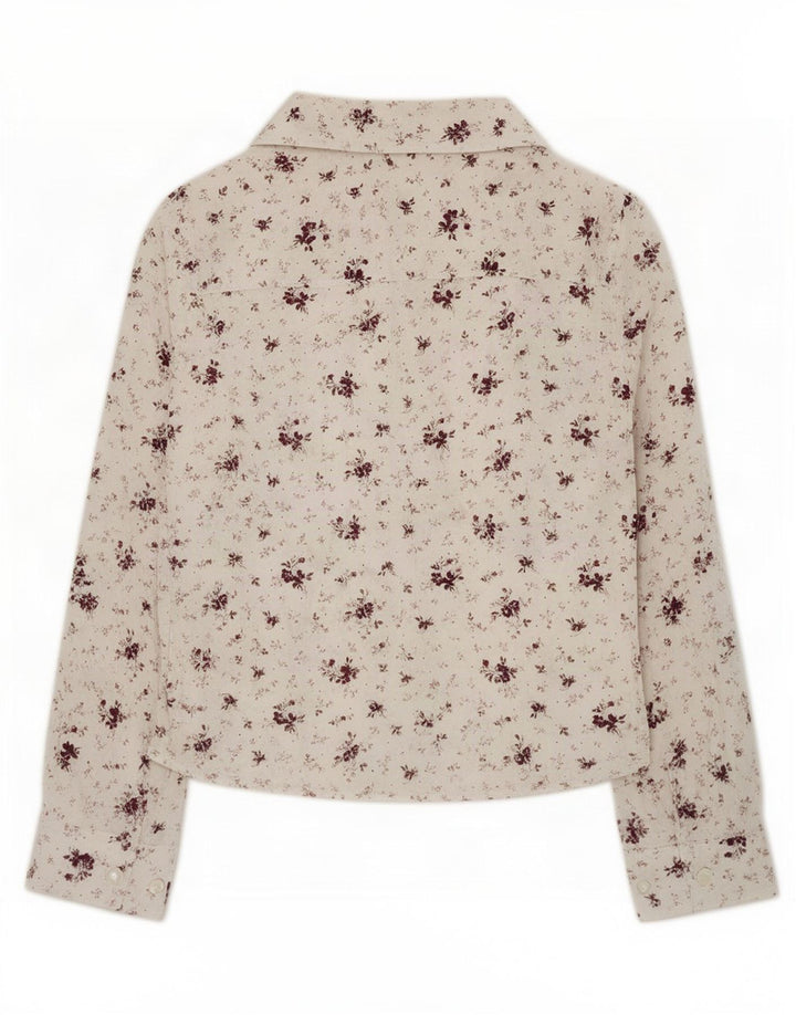 Camisa feminina Laura Ashley Reino Unido 12 médio branco floral