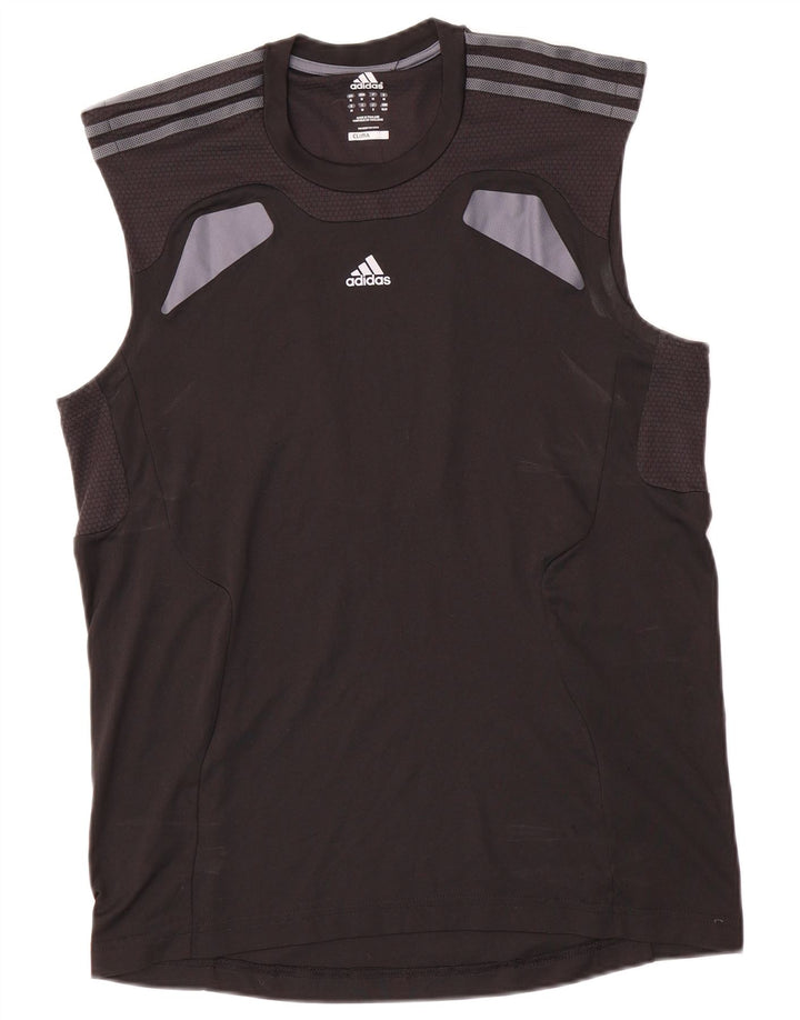 Adidas Mens Climacool Vest Top Médio Preto Colourblock Poliéster