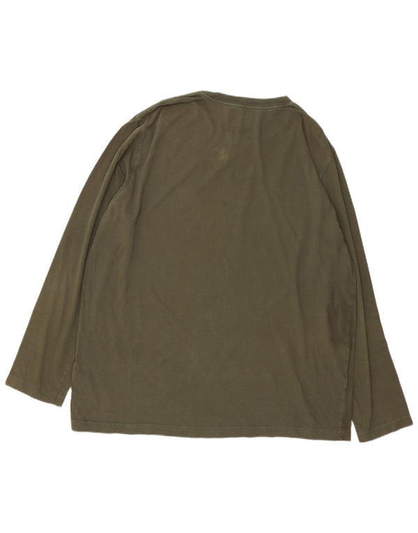 Top gráfico masculino TIMBERLAND regular fit manga comprida XL cáqui algodão