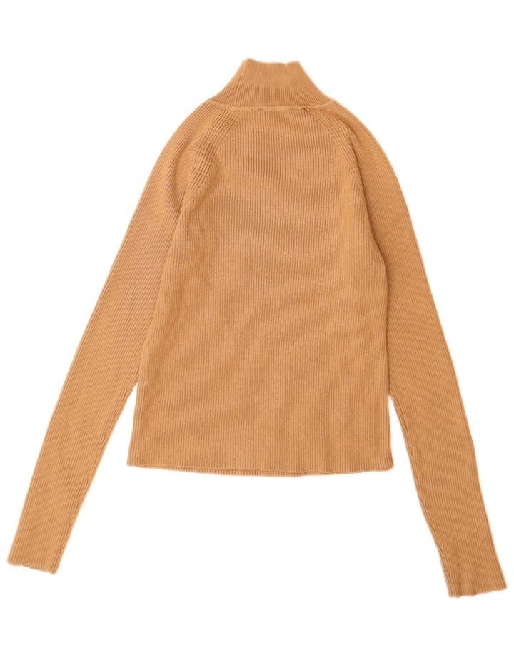 Suéter feminino Zara com gola tartaruga Reino Unido 12 viscose bege médio