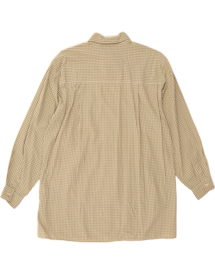 PENNY BLACK Womens Longline Shirt IT 44 Medium Khaki Check Cotton Vintage Penny Black and Second-Hand Penny Black from Messina Hembry 