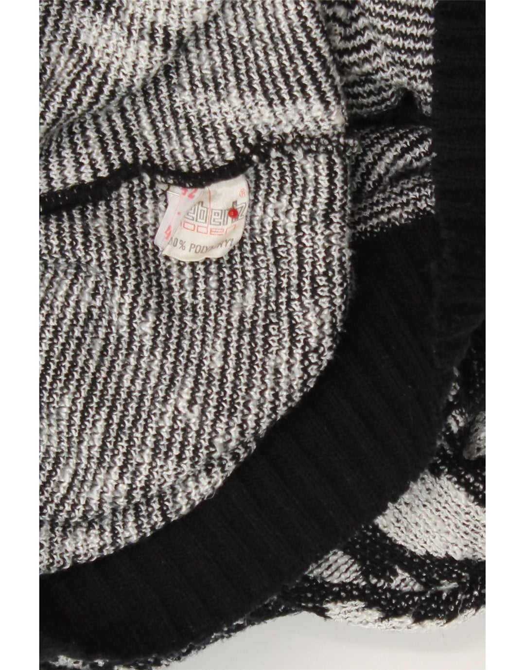 Suéter cardigã feminino vintage IT 42 poliacrílico geométrico preto médio