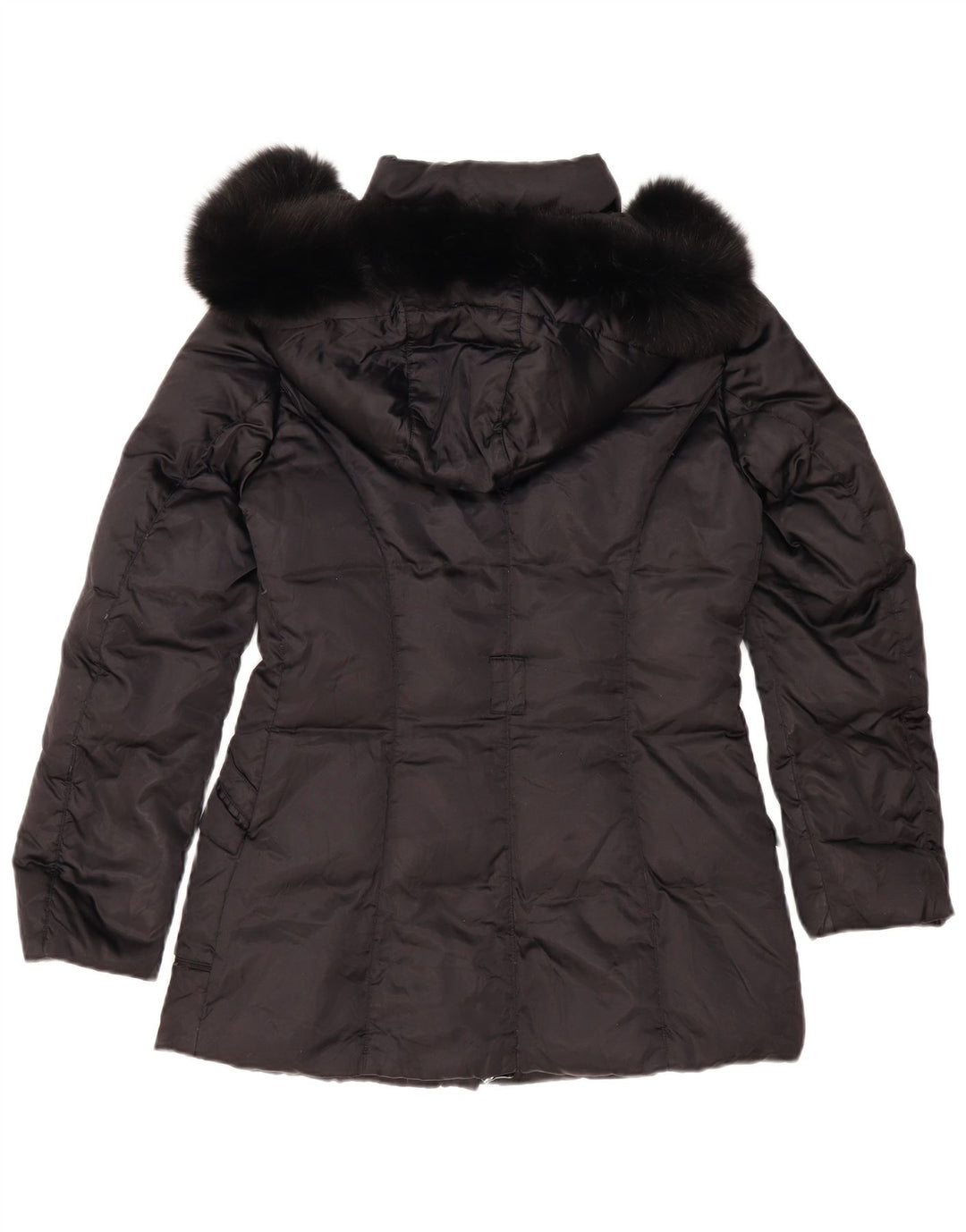 Casaco acolchoado com capuz feminino Trussardi IT 42 poliéster preto médio