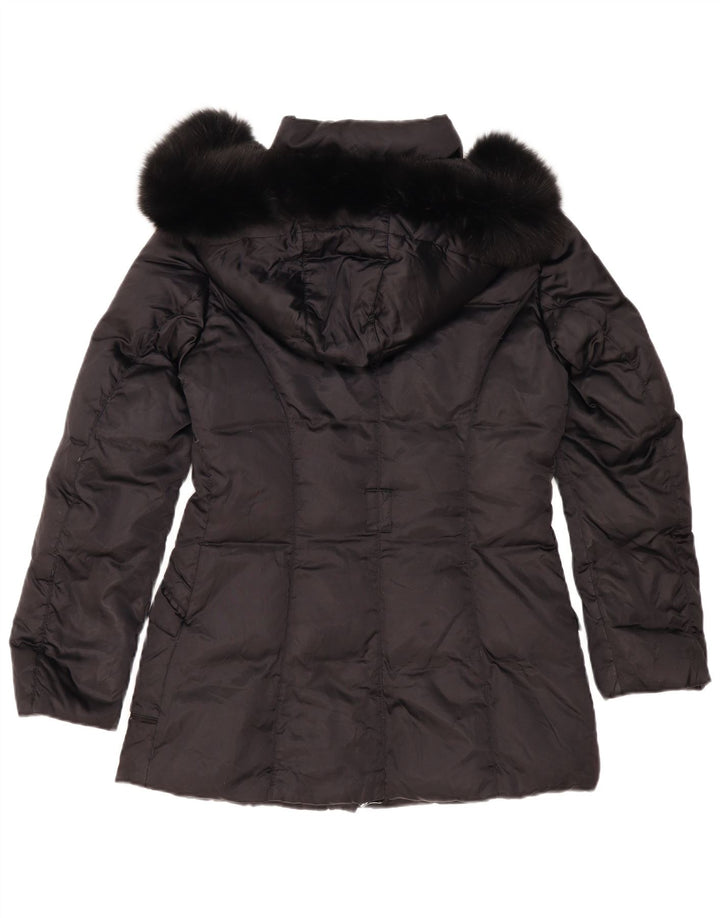 Casaco acolchoado com capuz feminino Trussardi IT 42 poliéster preto médio
