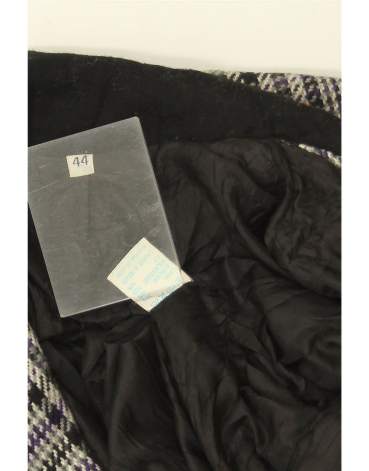 Jaqueta blazer feminina vintage com 3 botões IT 44 lã houndstooth cinza médio