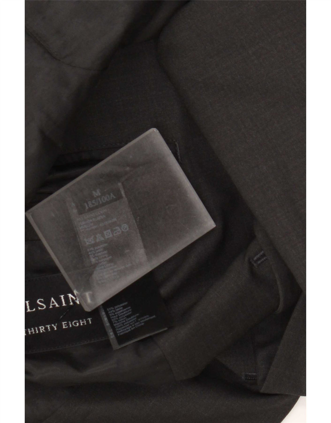 Jaqueta blazer masculina All Saints com 2 botões Reino Unido 38 poliéster preto médio