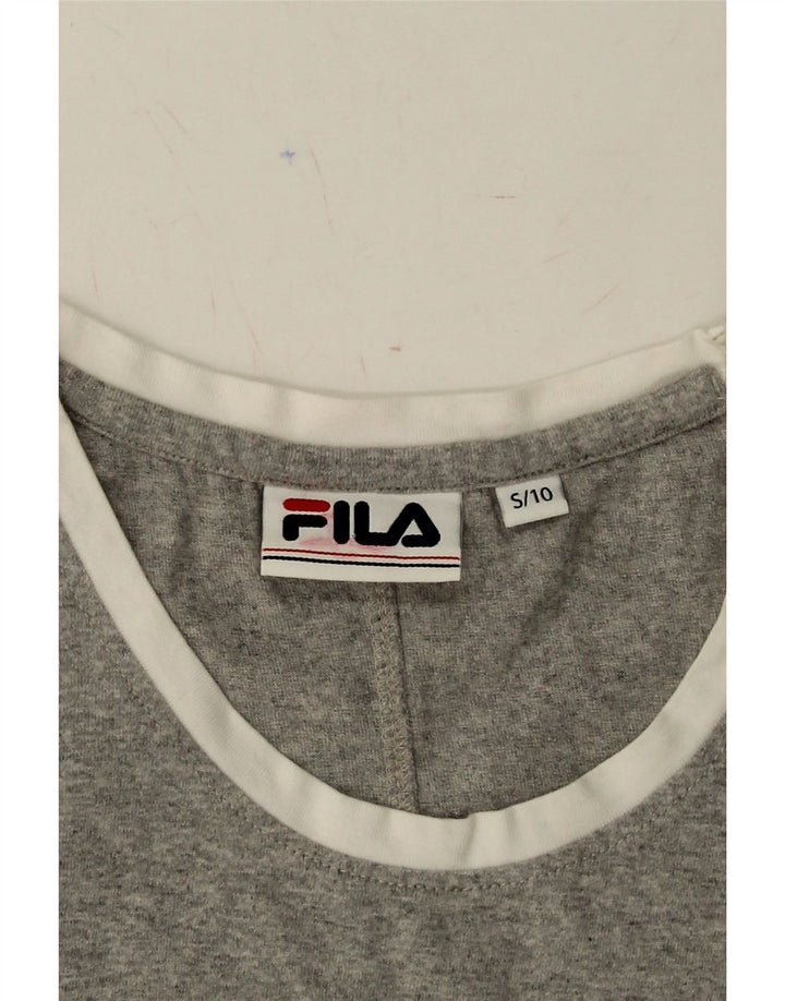 FILA Womens Graphic Vest Top UK 10 Small Grey Cotton Vintage Fila and Second-Hand Fila from Messina Hembry 