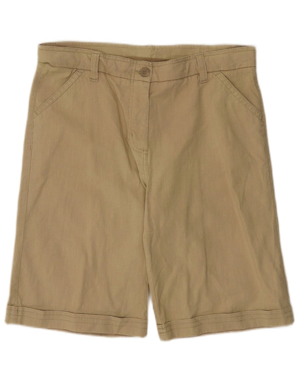 Bermuda feminina Marks & Spencer UK 16 grande W34 algodão bege