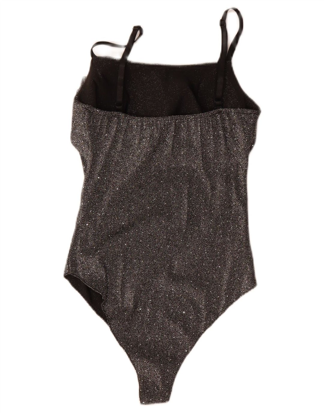 Bodysuit sem mangas feminino vintage Reino Unido 8 poliéster manchado preto pequeno