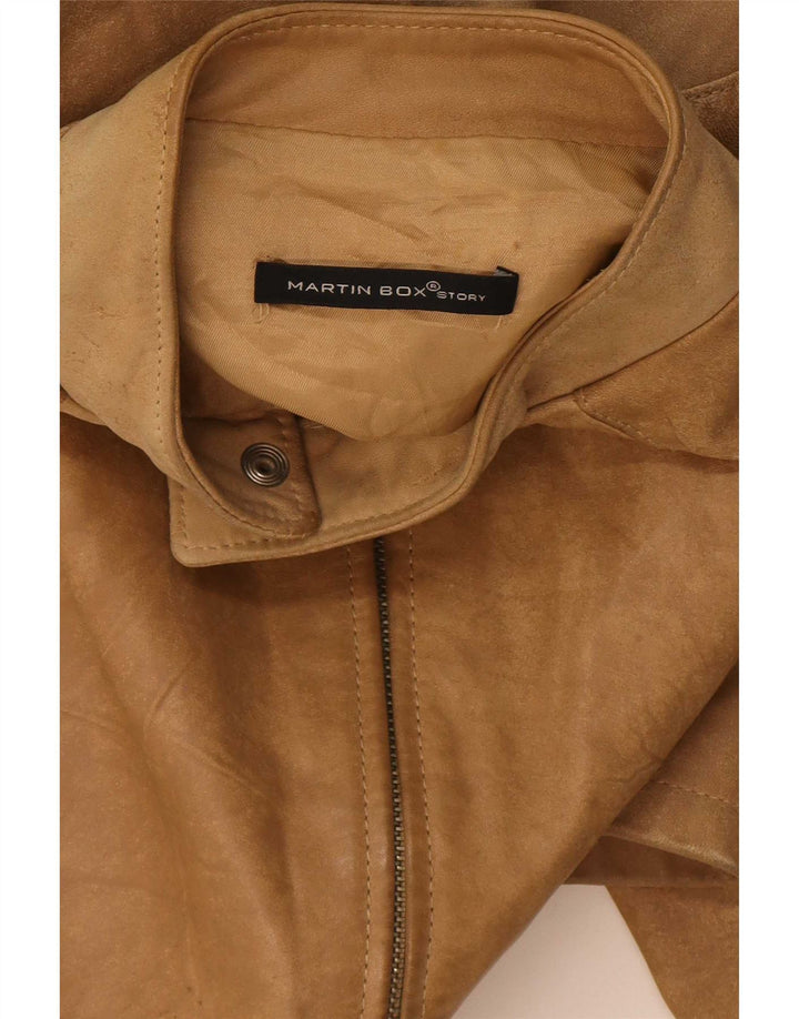 Jaqueta masculina vintage de camurça UK 40 couro bege grande