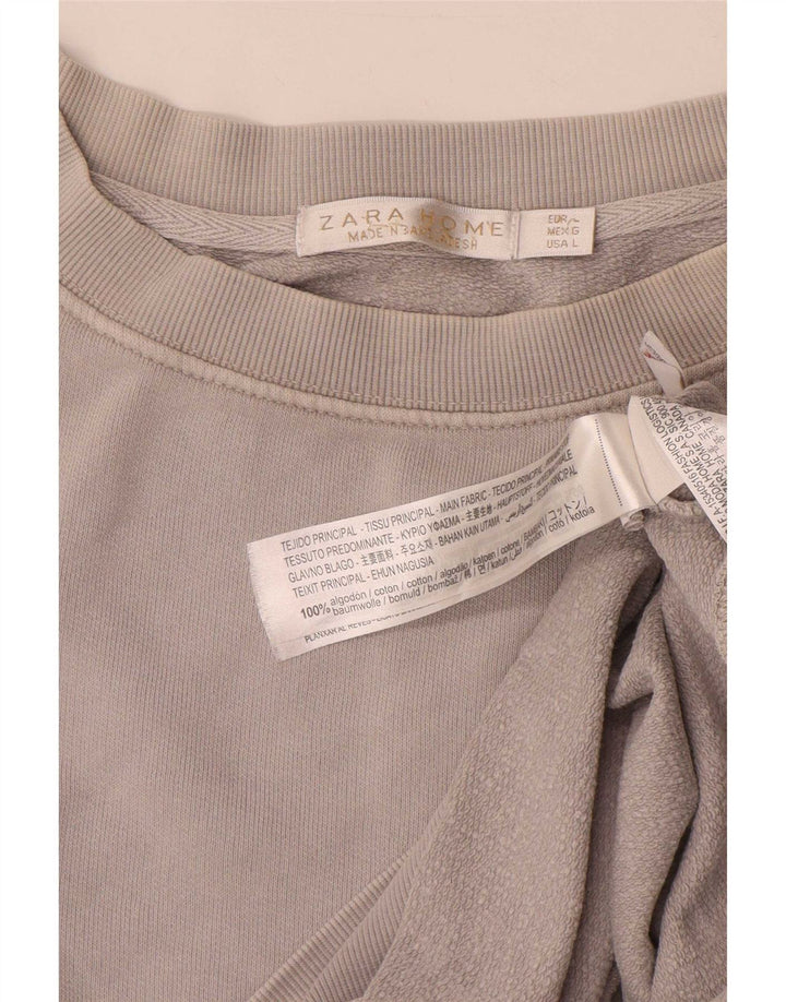 Zara Womens Oversized Sweatshirt Jumper Reino Unido 16 Grande Algodão Cinza