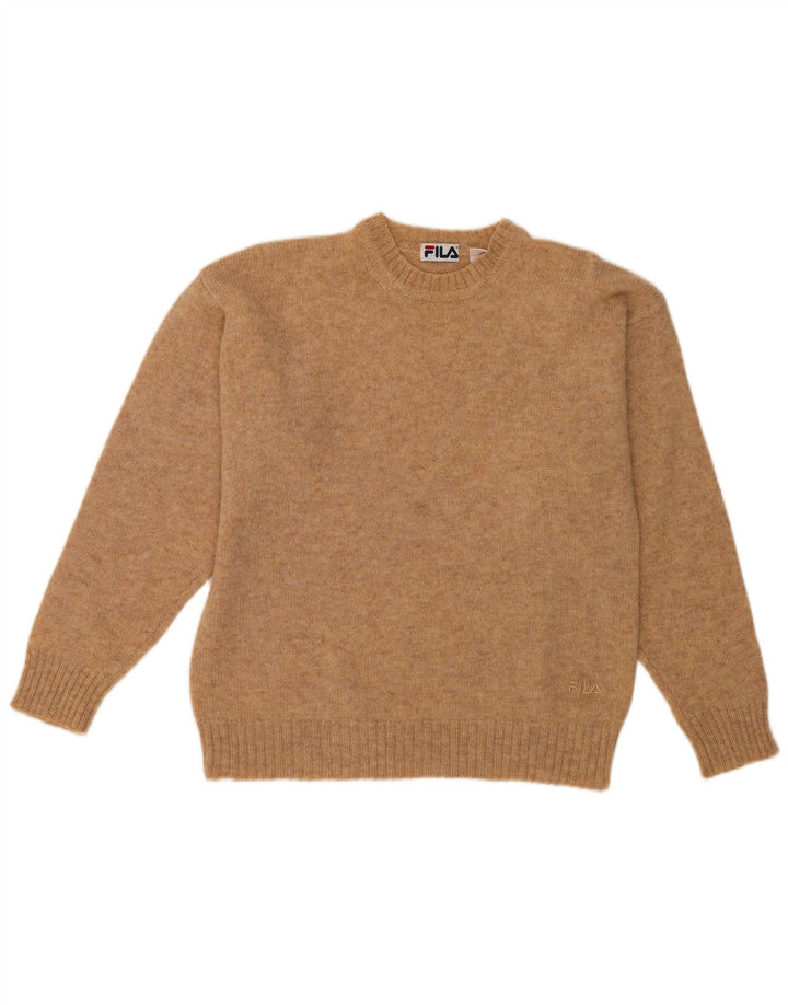 Suéter masculino Fila com gola redonda IT 50 lã manchada marrom médio