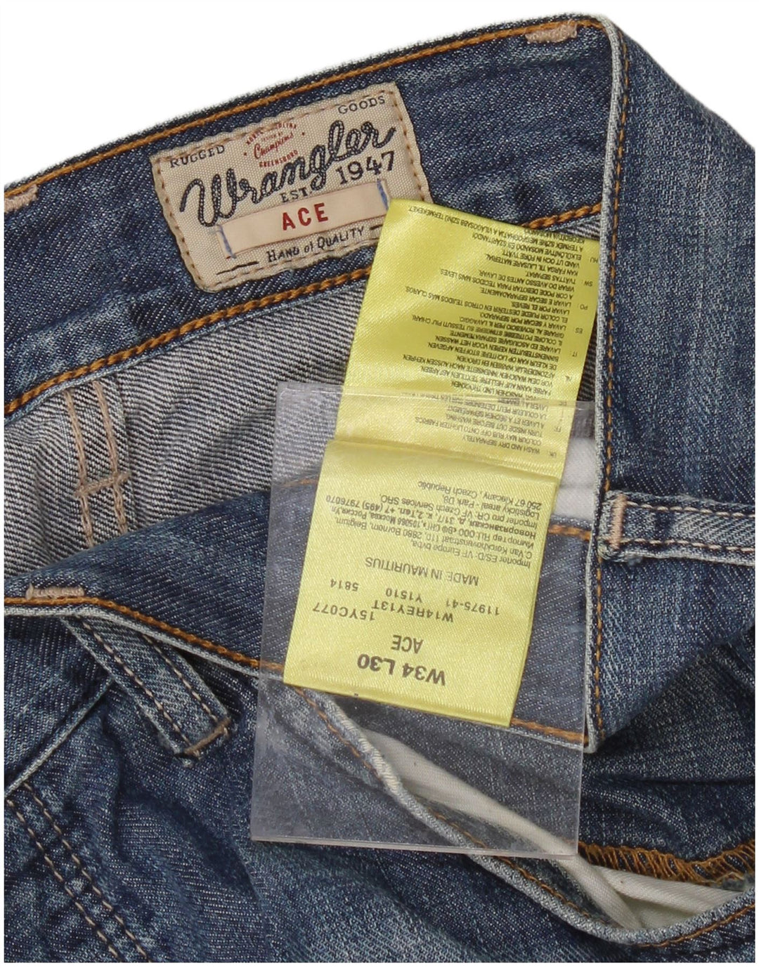 WRANGLER Masculino Ace Straight Jeans W34 L30 Azul Algodão