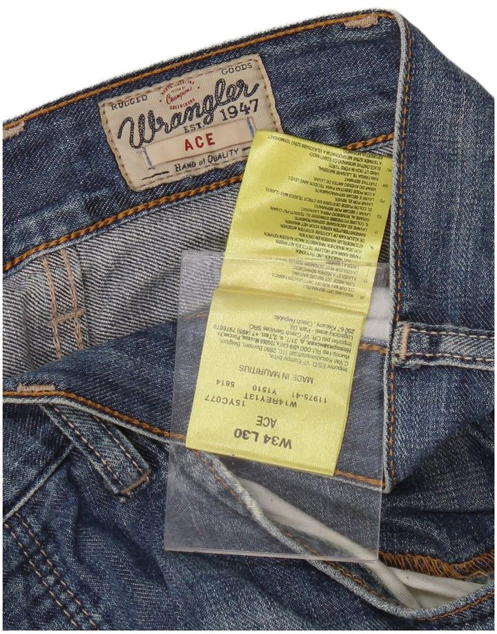 WRANGLER Masculino Ace Straight Jeans W34 L30 Azul Algodão