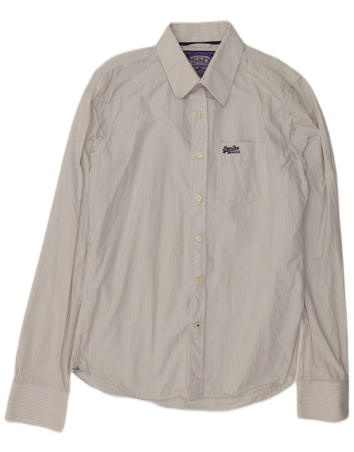 Camisa masculina SUPERDRY XL listrada branca de algodão