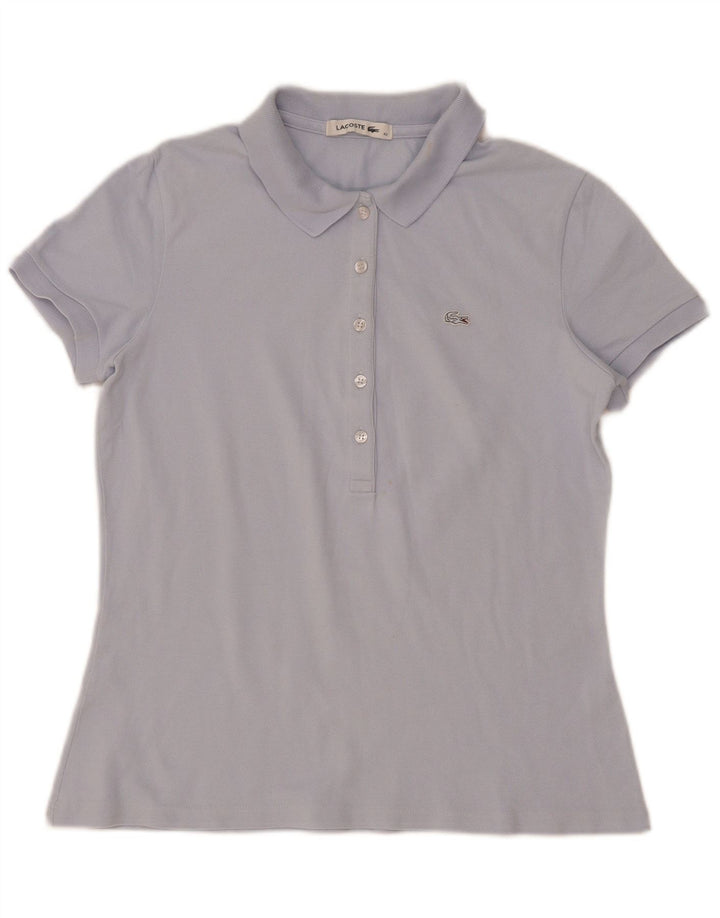 Camisa polo feminina Lacoste tamanho 40 algodão azul médio