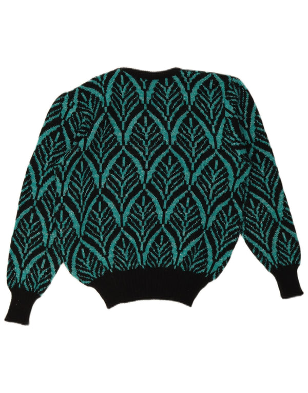 Suéter feminino vintage com gola redonda e ajuste solto Reino Unido 10 pequeno verde