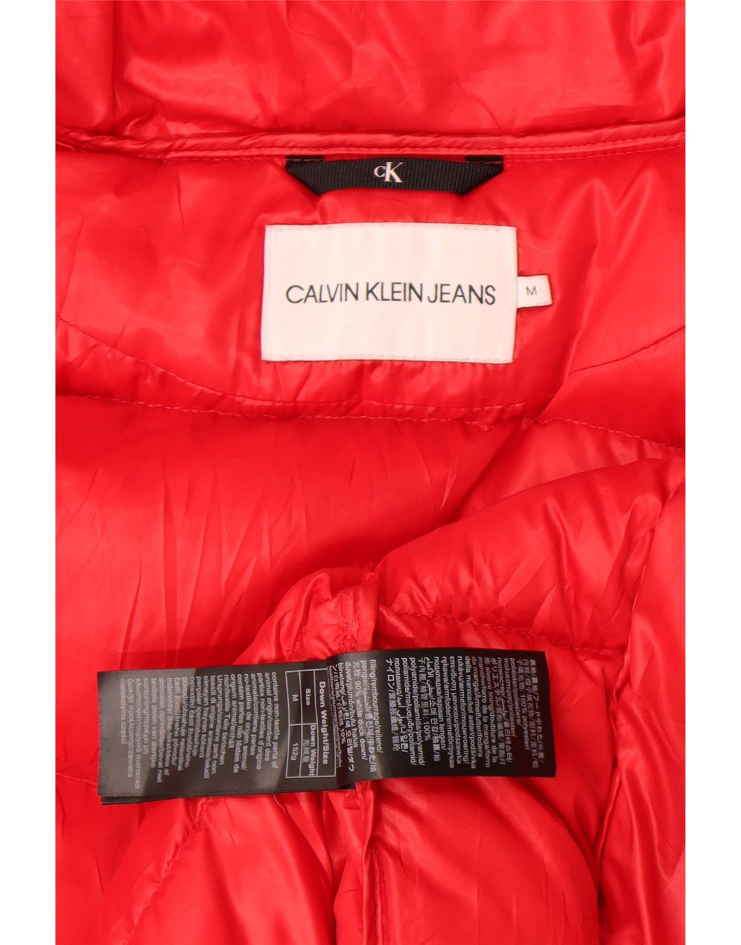 Jaqueta feminina acolchoada com capuz Calvin Klein Jeans Reino Unido 14 poliéster vermelho médio