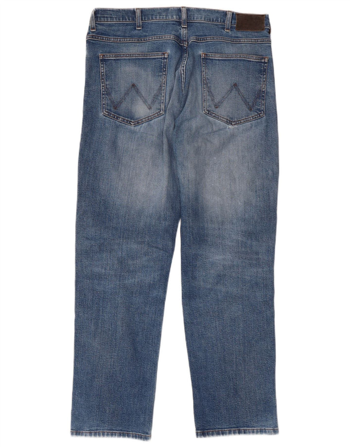 Calça jeans reta masculina WRANGLER desgastada W34 L30 algodão azul