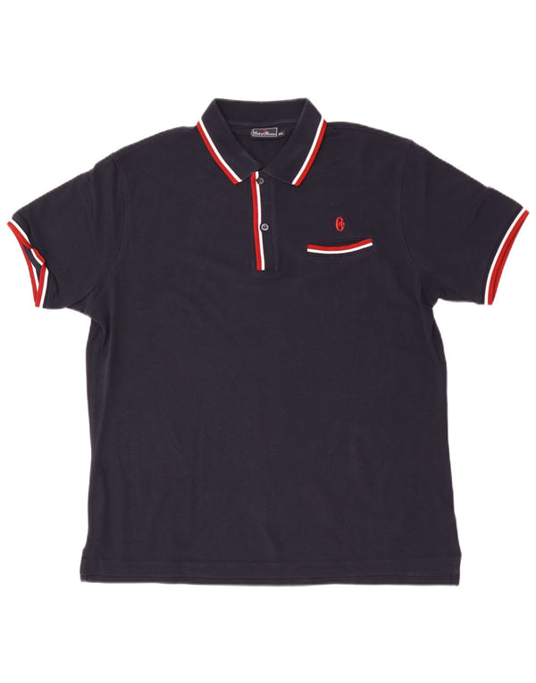 Camisa polo masculina Conte of Florence 2XL algodão azul marinho