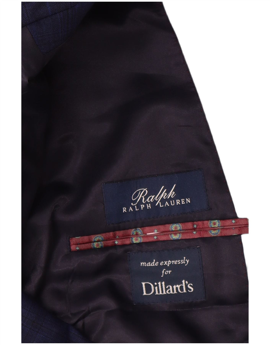 Jaqueta Blazer Masculina Ralph Lauren com 2 Botões Reino Unido 40 Grande Azul Marinho Xadrez
