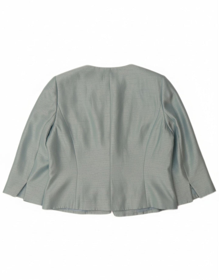 Jaqueta blazer feminina JACQUES VERT manga 3/4 com 1 botão Reino Unido 14 grande azul