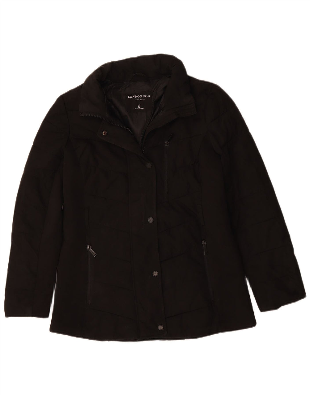 Jaqueta acolchoada superdimensionada feminina LONDON FOG UK 10 poliéster preto pequeno