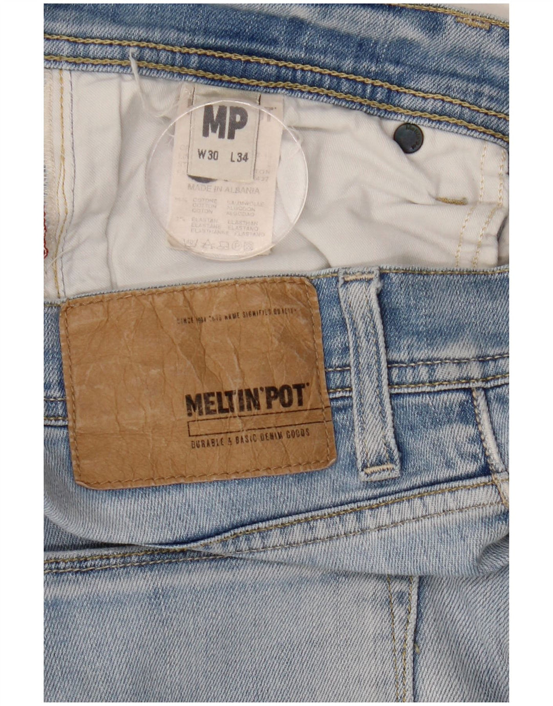 Meltin' Pot Calça jeans feminina slim W30 L34 algodão azul