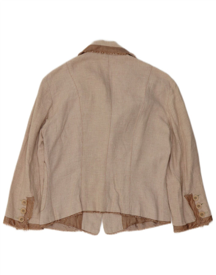 Jaqueta blazer feminina Pinko com 3 botões Reino Unido 8 algodão bege pequeno