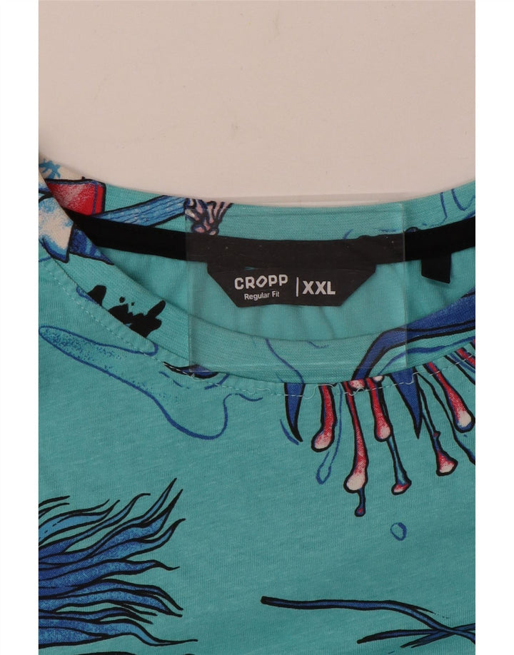Camiseta masculina Cropp Regular Fit gráfica top 2XL turquesa