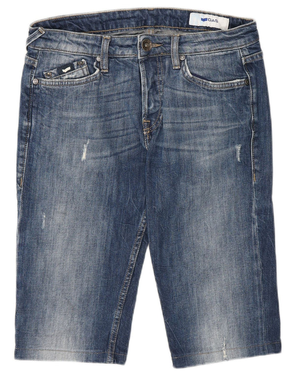 Shorts jeans masculino Gas W29 pequeno algodão azul