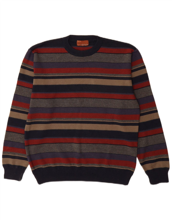 Suéter masculino Marks & Spencer com gola redonda listrado médio multicolorido
