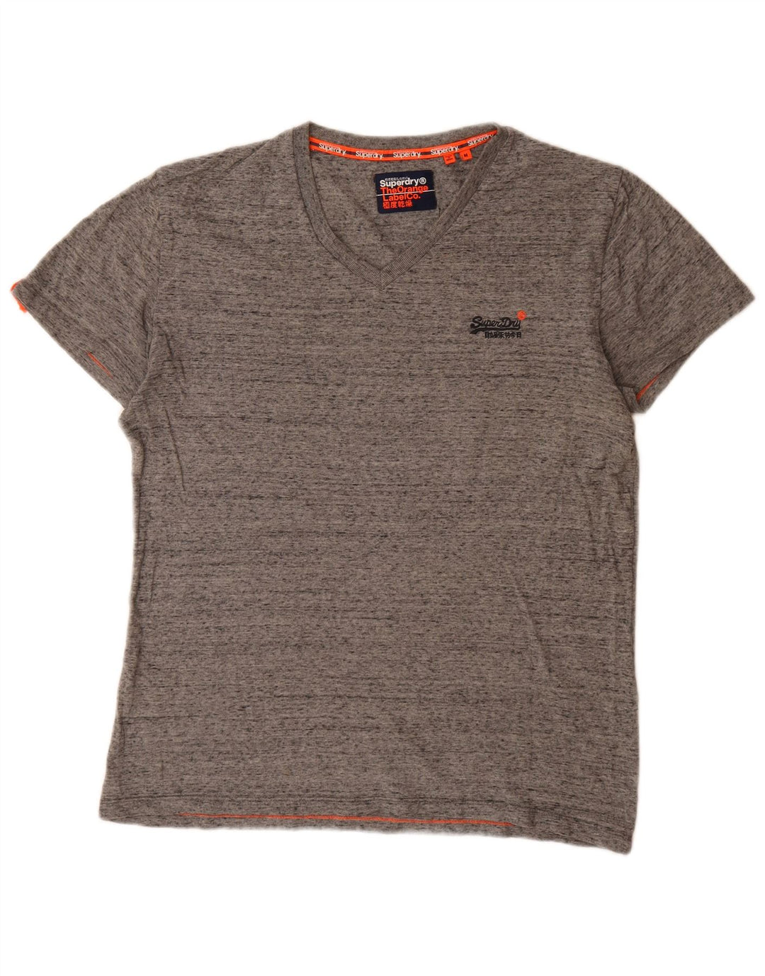 Camiseta masculina Superdry Top cinza médio algodão manchado