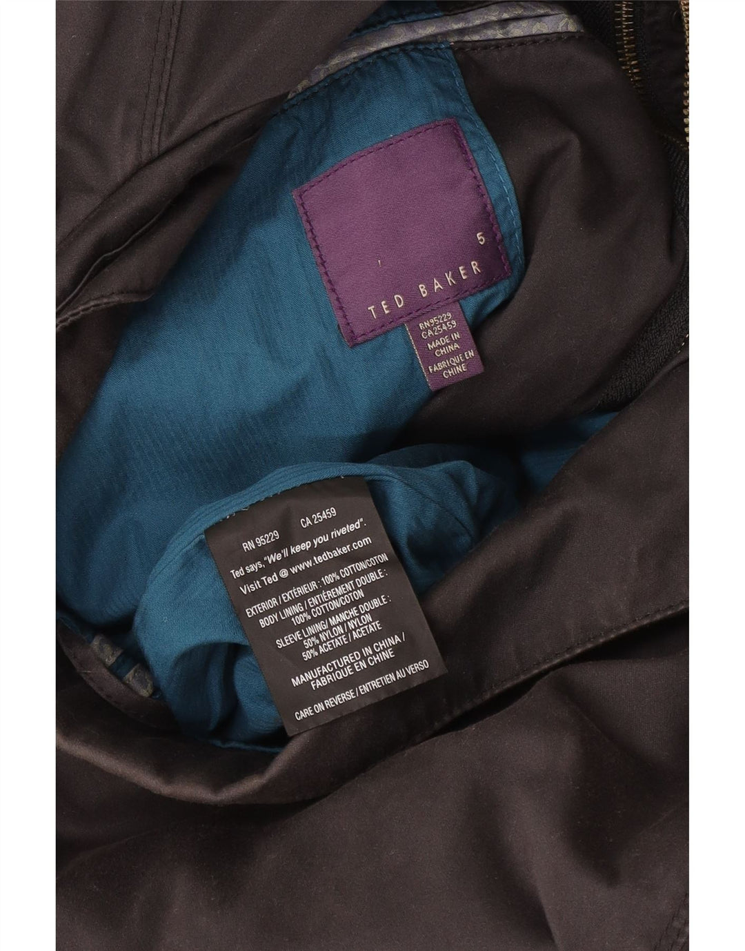 Jaqueta utilitária masculina Ted Baker tamanho 5 XL algodão cinza