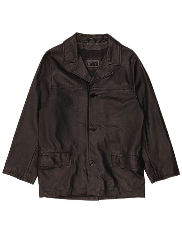 Jaqueta blazer masculina de couro com 3 botões Metropolitan IT 48 couro preto médio