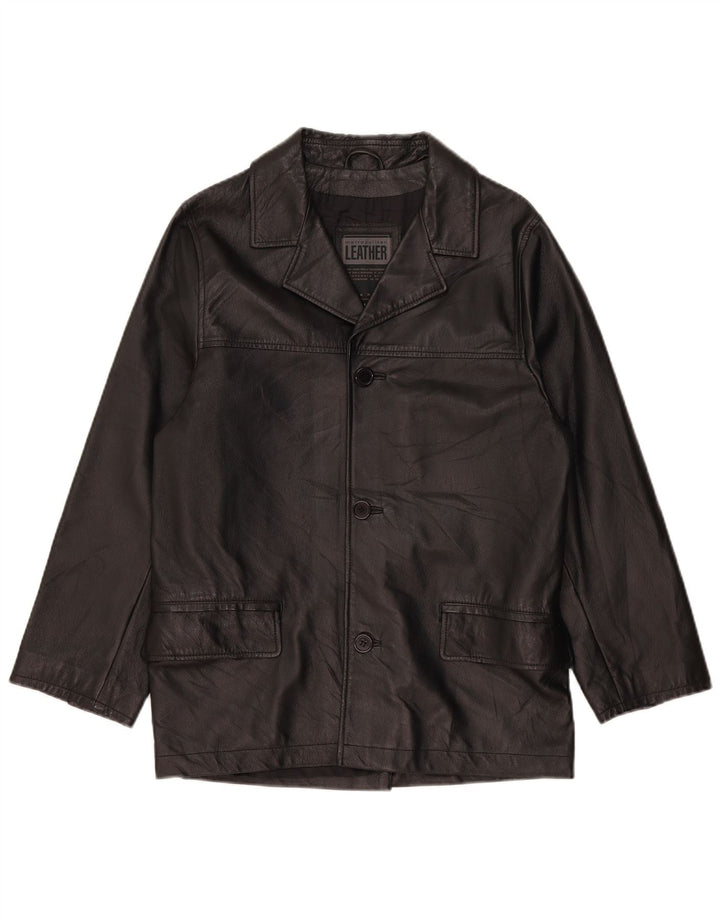 Jaqueta blazer masculina de couro com 3 botões Metropolitan IT 48 couro preto médio