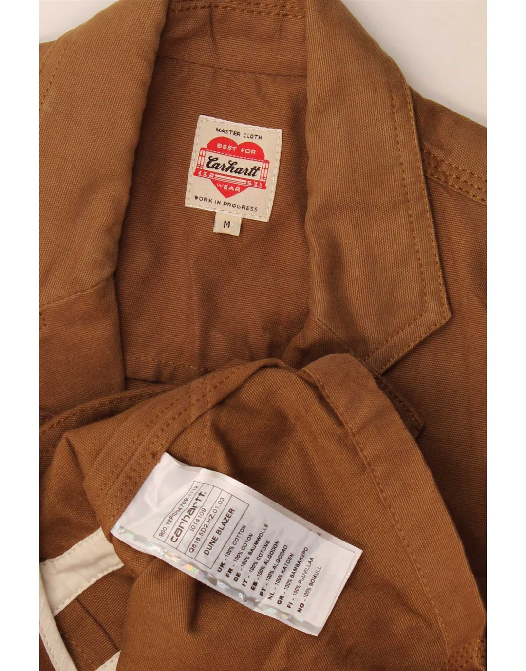 Jaqueta Carhartt Mens Blazer de 3 Botões Reino Unido 38 Algodão Marrom Médio