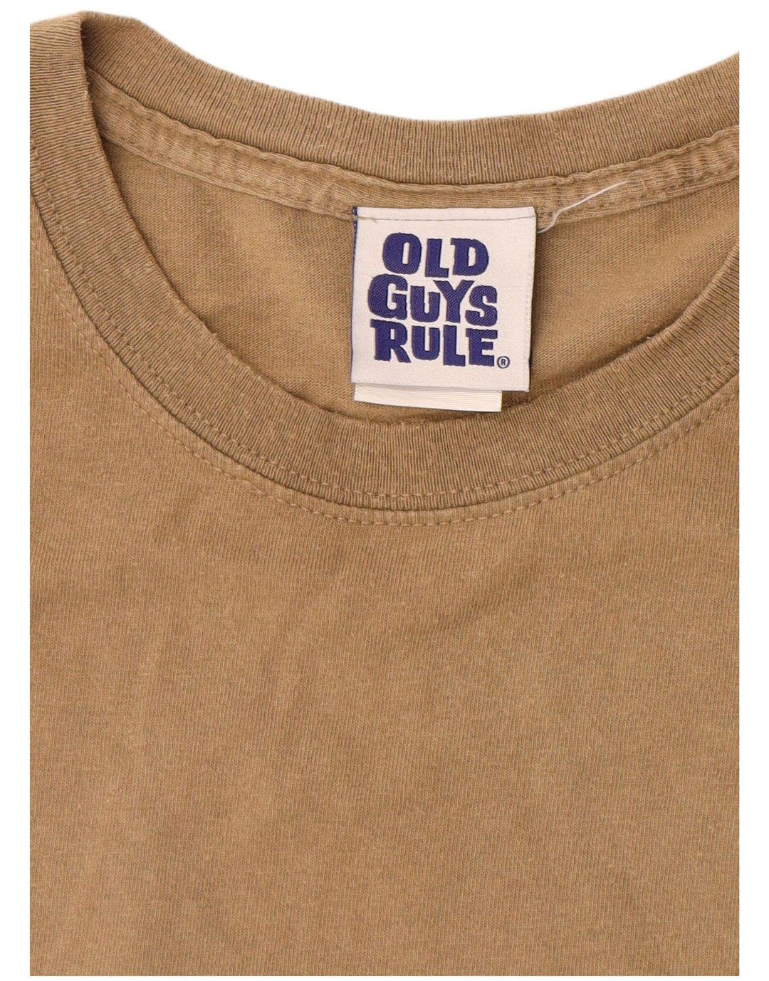 OLD GUYS RULE Mens Graphic T-Shirt Top XL Beige Cotton