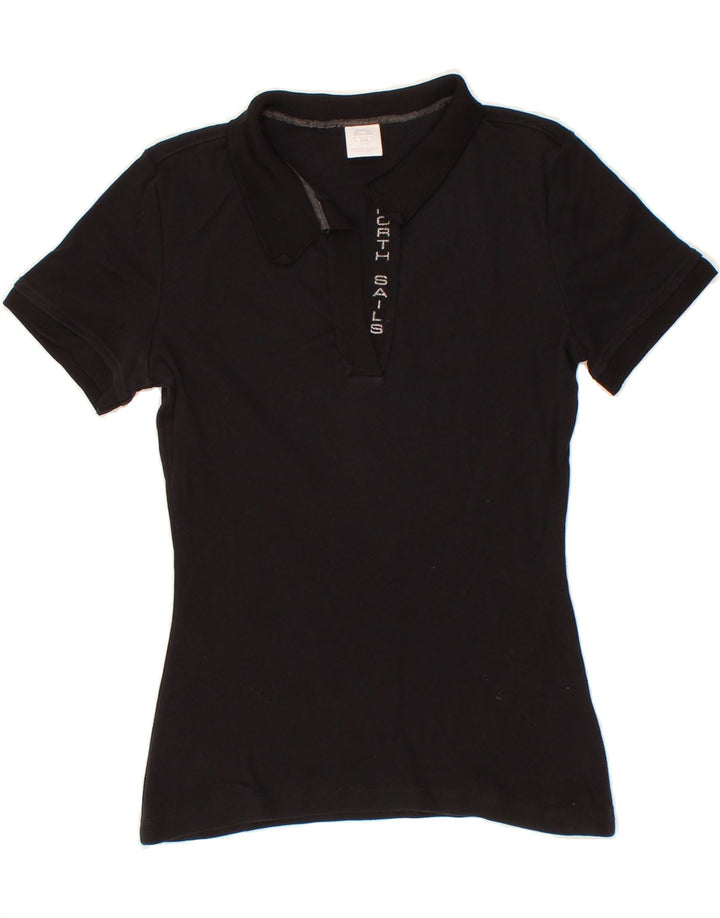 NORTH SAILS Womens Polo Shirt UK 12 Medium Black Cotton Vintage North Sails and Second-Hand North Sails from Messina Hembry 