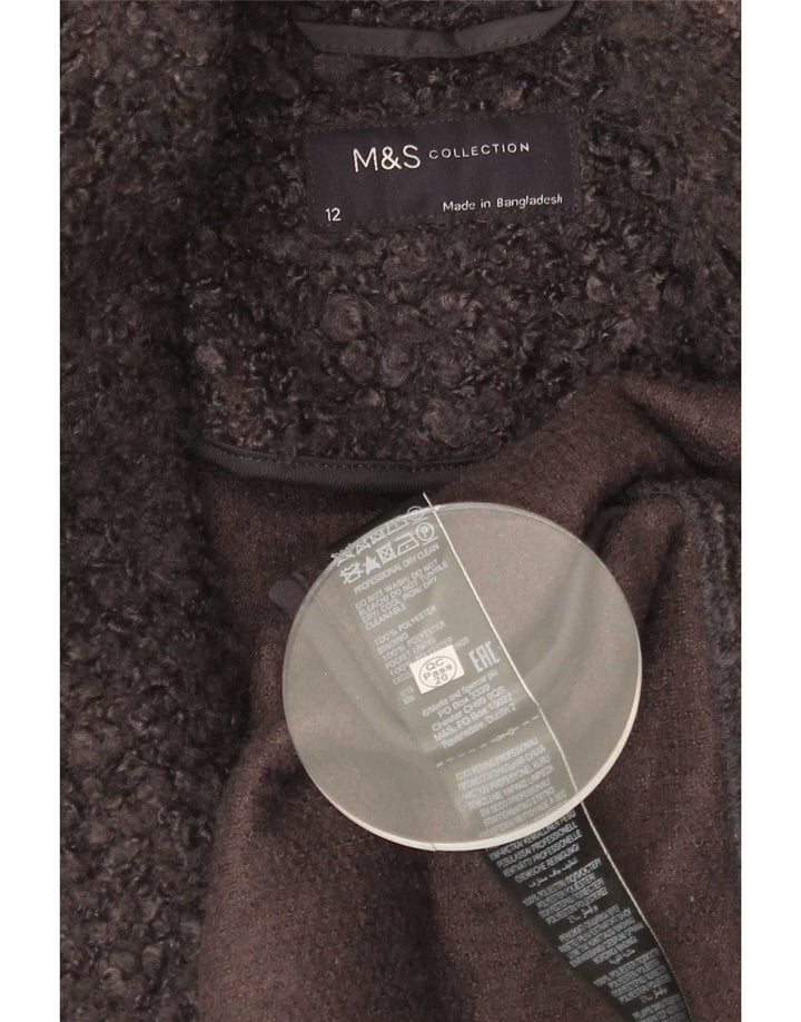 Sobretudo feminino Marks & Spencer UK 12 poliéster cinza médio