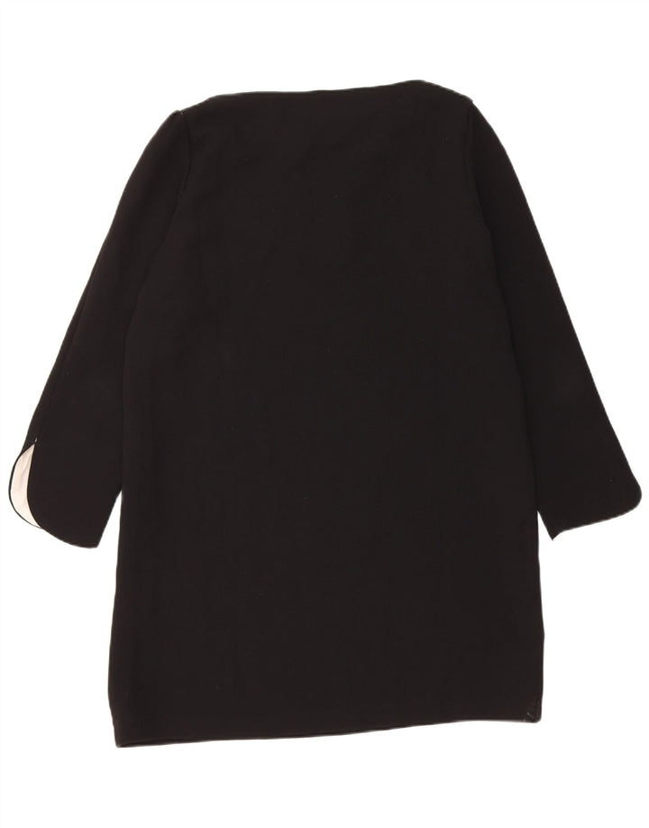 Vestido túnica feminino de manga comprida Zara Reino Unido 12 poliéster preto médio