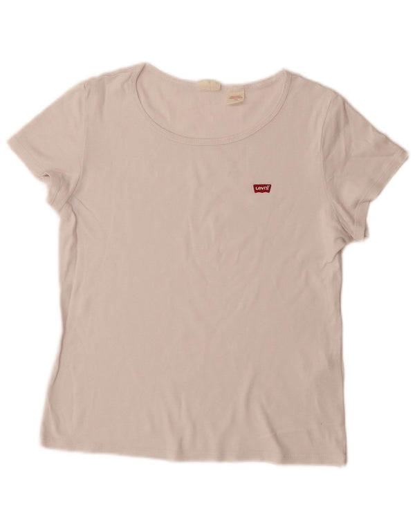 Camiseta feminina Levi's UK 14 grande algodão branco