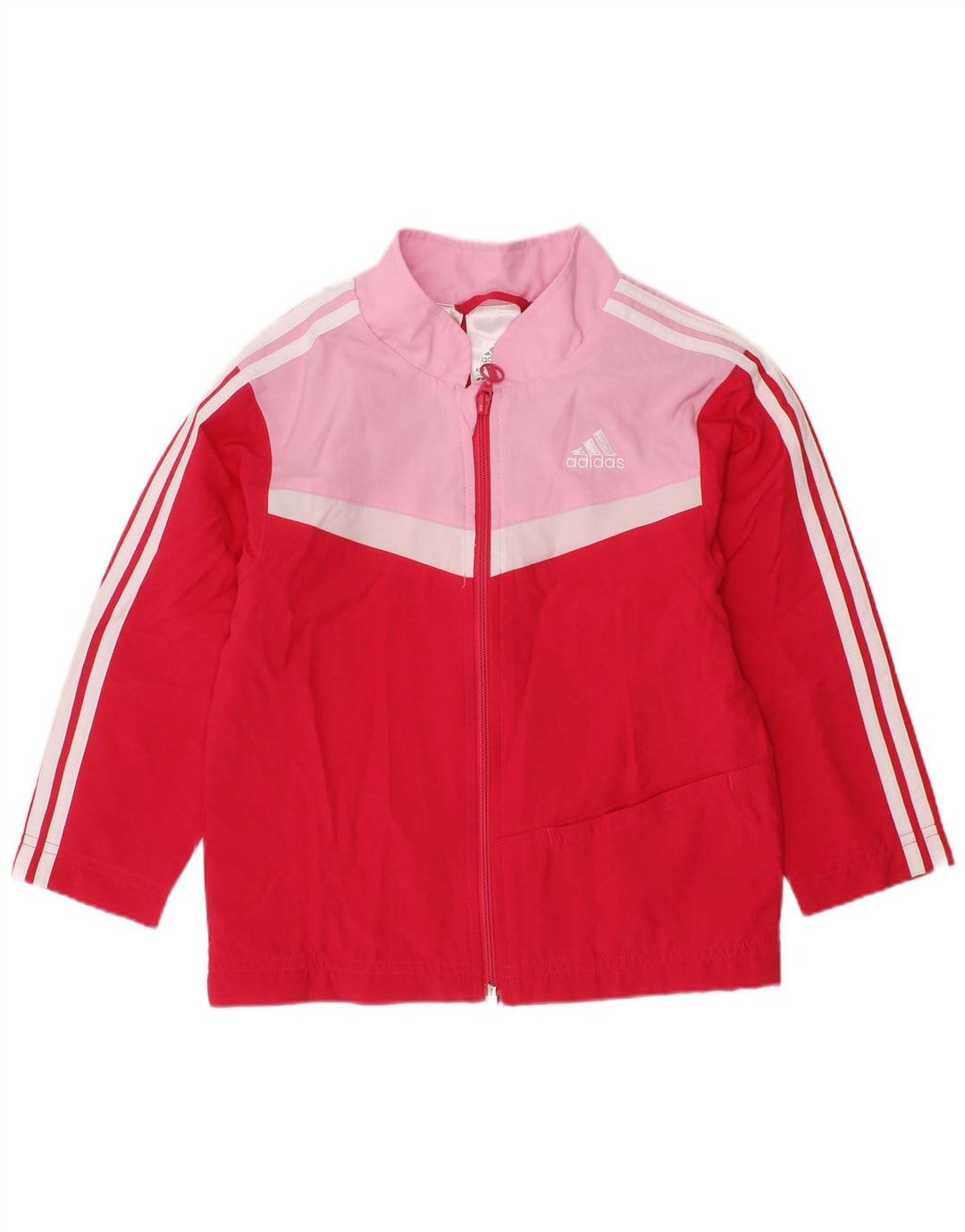 ADIDAS Baby Girls Tracksuit Top Jacket 18-24 Meses Vermelho Colorblock
