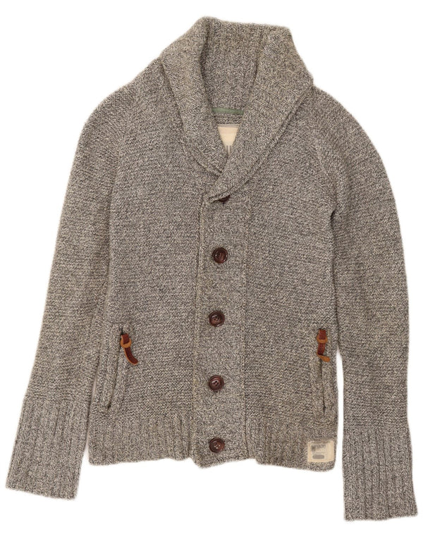 Suéter cardigã masculino Superdry algodão cinza médio