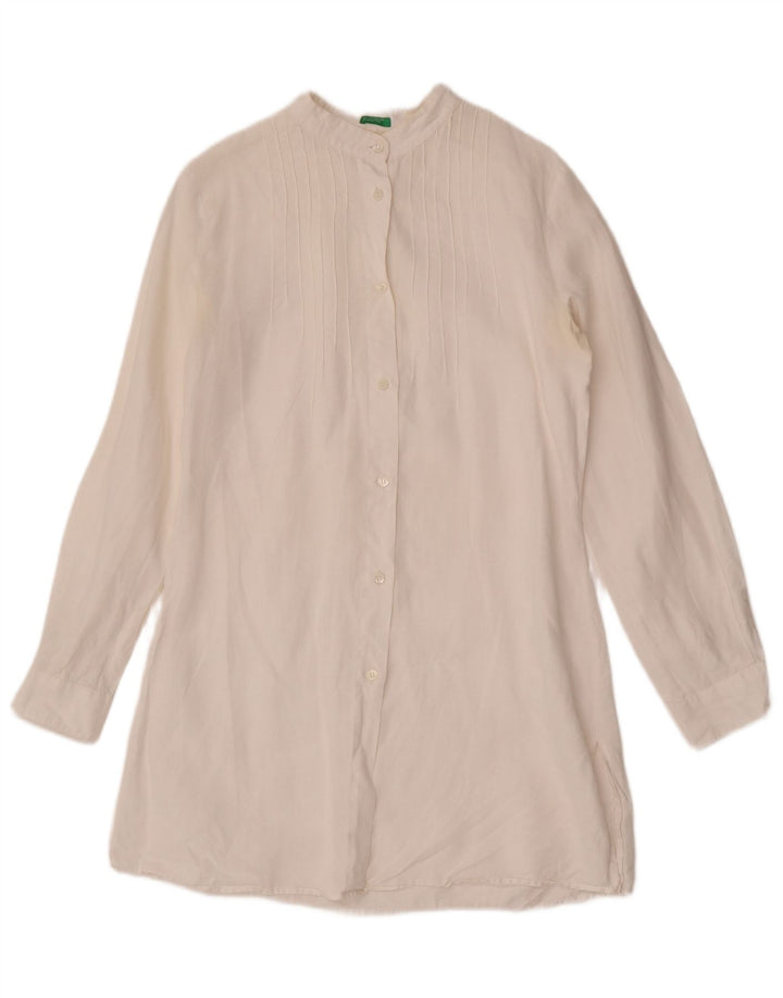 Vestido camisa feminino Benetton UK 10 pequeno branco